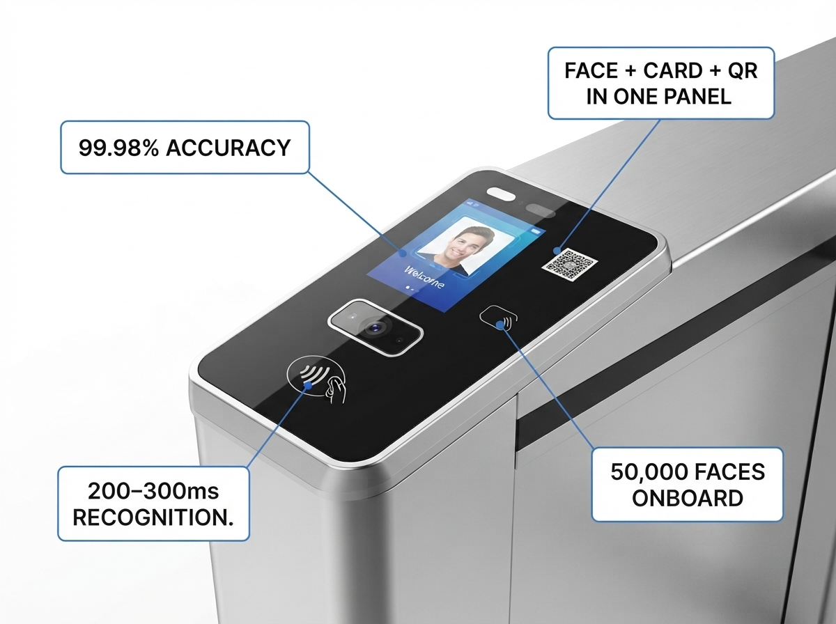 Face, Card, QR Code and ID Card. One Panel. Zero Compromise.